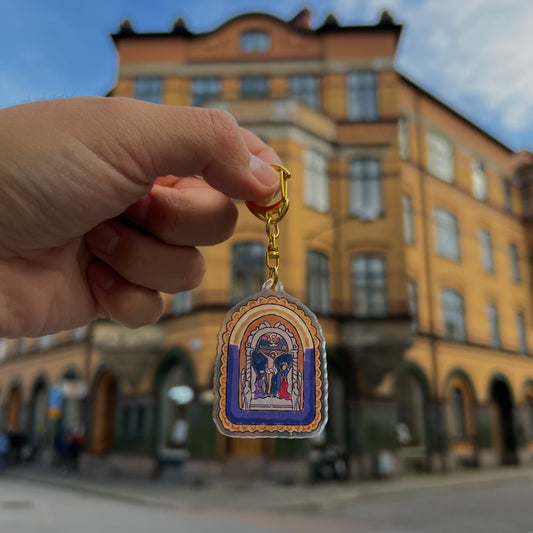 Señor de los Milagros Estampita Keychain